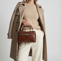 Pochette de maquillage en cuir véritable pour femmes, étui cosmétique en crocodile, organiseur de toilette de voyage, pochette de retouches de luxe