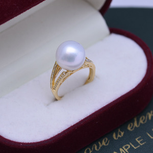 Bague en perle d'eau douce ronde blanche de 11-12 mm pour femmes, argent S925, lumière intense, défauts discrets, design ouvert réglable, tendance - Product Image 1