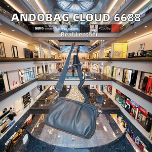 Bolso Bandolera de Cuero Vacuno Genuino para Mujer, Diseño de Nube con Cadena Plisada, Correa Única con Cierre - Product Image 2