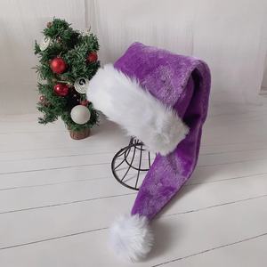 Chapeau de Père Noël en gros, hauteur 75 cm, luxe, adulte, noir, violet, vert, bleu, rose, rouge, velours pelucheux, chapeau de Noël - Product Image 1