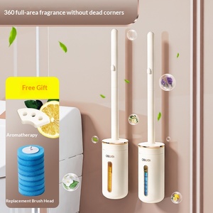 <span class=keywords><strong>Brosse</strong></span> <span class=keywords><strong>WC</strong></span> murale jetable <span class=keywords><strong>à</strong></span> manche long en plastique avec tête de rechange en éponge, conception sans angle mort pour salle de bain - Product Image 2