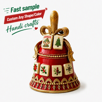 Ornement de Noël en résine en forme de cloche, décoration de table sur le thème du Mahjong américain, cadeau de Noël personnalisé pour les amateurs de Mahjong