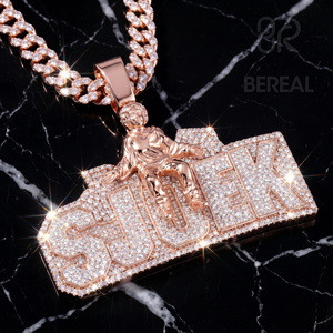 Custom VVS Moissanite Baguette Diamond Hip Hop Style <b>Chain</b> Pendant Luxury 925 Silver Iced Out <b>Name</b> Pendant Fine Men Jewely - Product Image 1