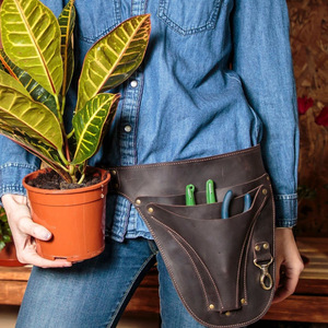 PU <b>leather</b> florist <b>tool</b> storage bag, gardening <b>tool</b> bag, outdoor pruning and trimming waist bag - Product Image 1