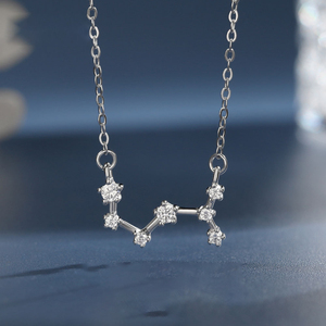 Duoying Fashion Light Luxury bianco Cubic Zirconia 12 zodiacale <span class=keywords><strong>astrologia</strong></span> S925 argento Sterling dodici collana segno stella - Product Image 1