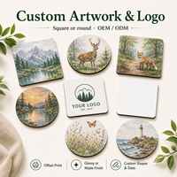 Sous-verres décoratifs classiques écologiques en MDF avec support en liège, motifs personnalisés, forme carrée, pour la maison, la cuisine, le café, accessoires de table
