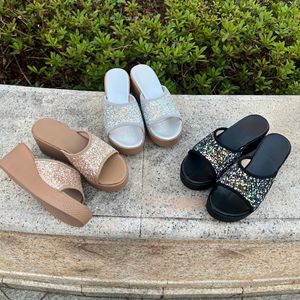 Sandalias de cuña con una tira y purpurina para mujer al por mayor, cómodas, ligeras, informales, para verano y exteriores - Product Image 5