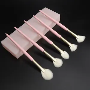 5 pcs Fan Shaped Makeup Brushes Set Fine Soft Goat Hair with Box Private Label