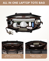 Sac fourre-tout pour ordinateur portable LOVEVOOK 15,6 pouces, sac de travail de bureau, mallette professionnelle, sac à main pour ordinateur, sac à bandoulière en cuir PU pour femmes