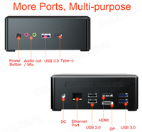 Mini PC EGLOBAL Fan A1 con AM-D Ryzen 5 3550H, DDR4, M.2 NVME SSD, Windows 10, DP, HD, WiFi, RJ45 LAN, Linux
