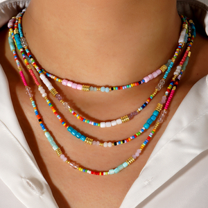 Go2boho Böhmische Kristallperlen-Halskette für Damen, Mehrfarbig, Sommer, Strandmädchen-Geschenk, Handgefertigter Modeschmuck, Miyuki-Perlenkette - Product Image 3