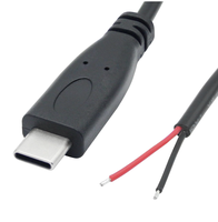 Câble USB C vers 2 broches à extrémité ouverte, 9 pouces 25 cm 5V/3A USB Type C mâle, câble d'alimentation pour équipement USB C