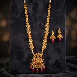 Collar Largo con Diseño de Templo y Rubíes Chapado en Oro 17482 para Compromiso, Boda, Fiesta y Aniversario - Regalo Perfecto para Mujeres - Product Image 3