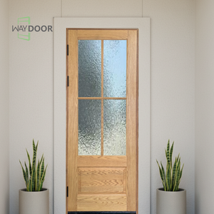 Полностью настраиваемая звукоизоляционная входная дверь из массива дерева с 6 стеклянными панелями для жилых помещений, из красного дерева или дуба, наружная дверь - Product Image 5