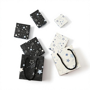 Caja de Embalaje de Joyería con Diseño de Estrella Negra y Blanca, Estilo <span class=keywords><strong>Internet</strong></span> Red, para Collar, Pendientes, Anillo, Pulsera - Embalaje de Regalo Directo de Fábrica - Product Image 4