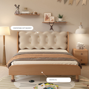 Lit nordique pour enfants en bois massif Maxky Mobilier de maison Mobilier de luxe <span class=keywords><strong>Chambre</strong></span> à coucher Garçon Hêtre Couleur bûche Lits français doux pour filles - Product Image 2