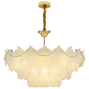 French Style Luxury Chandelier Led Multi Head Round Living Room And Dining Room <b>Light</b> With Pearl Shell Design - Product Image 2