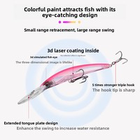 Leurre dur OEM 25g 18cm gravé au laser 3D pour la pêche en mer, leurre longue queue, design flottant pour la pêche au bar en eau profonde avec hameçons