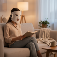 Masque facial LED 633nm + 830nm, appareil de beauté à usage domestique portable avec fonction vocale sans fil, Guangdong