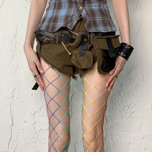 Collants résille vibrants pour femmes-Collants à la mode-<span class=keywords><strong>Bas</strong></span> en maille arc-en-ciel pour boîtes de nuit Halloween <span class=keywords><strong>Funky</strong></span> Style Party Raves - Product Image 1