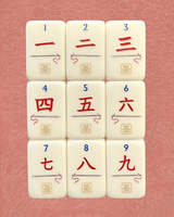Collection The Origins : Tuiles de Mahjong Américaines Ivoire, Motifs Coccinelle, Fleur, Herbe, Nature, Bambou, Blanc Pur, Ensemble St Clare Mahjong