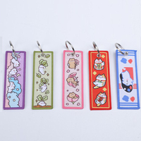 Porte-clés brodé personnalisé style simple, porte-clés brodé personnalisable en polyester avec anneau métallique pour la rentrée scolaire