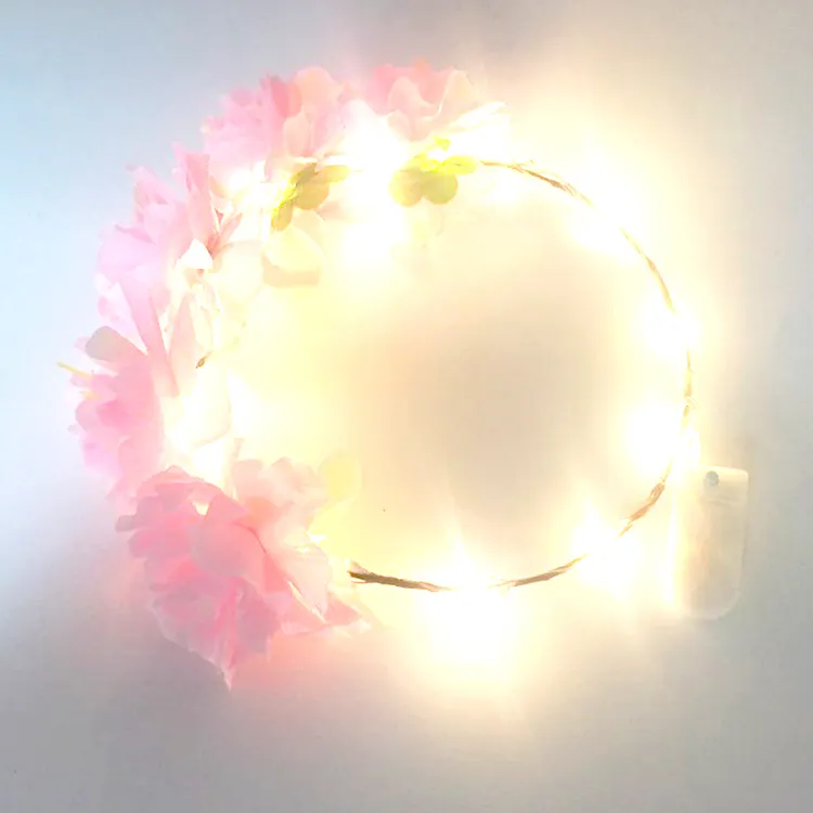 Led Light Up Flower Headband Hair Wreath Garlands For Wedding Festival Party