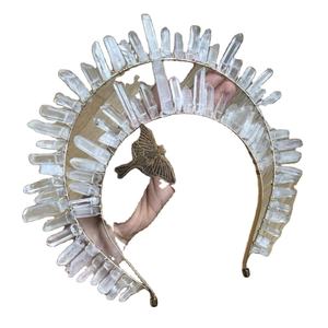 2023 TS Peine para el cabello Joyería Burlesque Madonna Raw Clear Crystal Goddess Crown Headpiece Cuarzo Tiara <span class=keywords><strong>Meditación</strong></span> <span class=keywords><strong>Diadema</strong></span> nupcial - Product Image 6