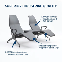 Chaise longue ergonomique pour salon VIP d'aéroport avec table centrale, dossier haut, assise inclinable en PU pour les zones de repos des terminaux et des hôpitaux