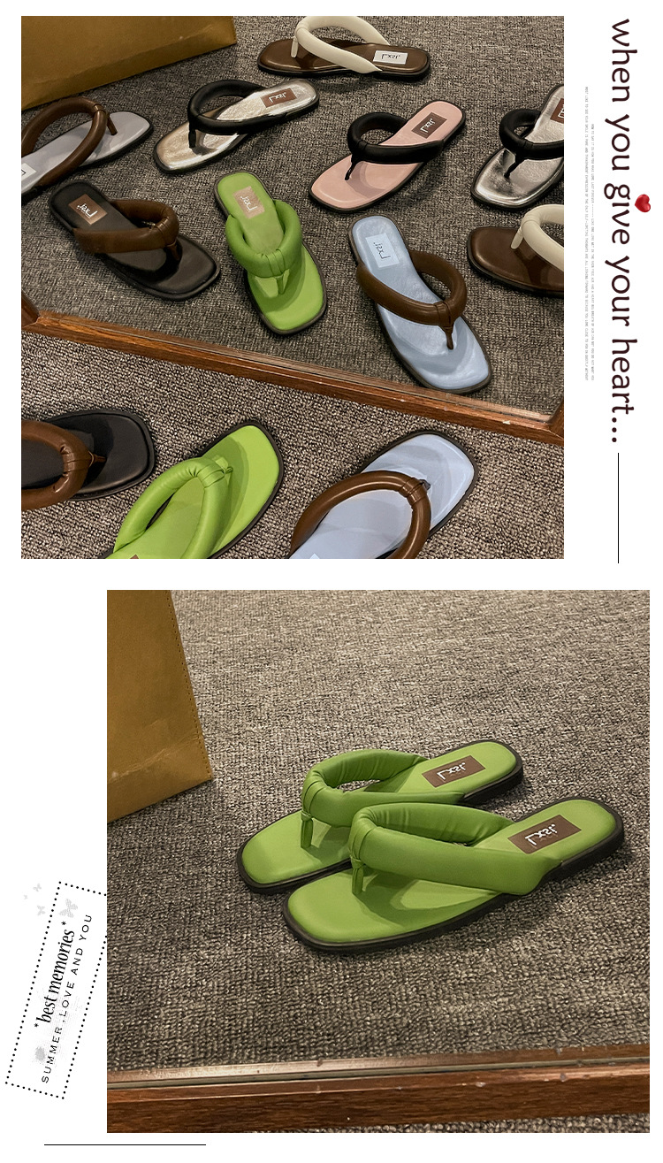 Summer Fashion PU Casual Flat Shoes Non-slip Slides Sandals Indoor Slippers for Women