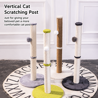 En gros, Arbre à chat moderne en bois personnalisé, petit modèle, avec griffoir, perchoir en peluche et boule suspendue, gain de place, jouet d'intérieur, emballage carton