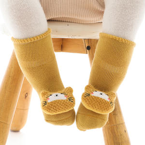 Lindo Animal 100% algodón peinado invierno recién nacido calcetines gruesos para bebés boca suelta cálido 0-3 años Calcetines antideslizantes para bebés - Product Image 4