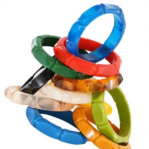 Nuevo Conjunto de Brazaletes de Resina Coloridos, Pulseras Artísticas Redondas para Mujer, Joyería de Moda, Diseño de Escultura Coleccionable, para Fiesta - Product Image 1