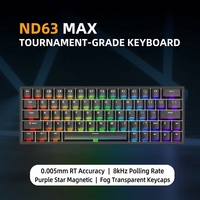 Clavier mécanique magnétique de jeu IROK ND63 Max ND63 Ultra ND68 Pro, disposition 60 %, RT0.001mm, 8K, latence 0.125ms, clavier gamer filaire