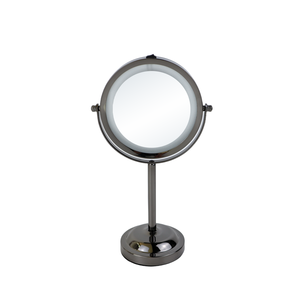 Miroir de salle de bain sur pied moderne en verre noir de 6 pouces, grossissement 1X 3X, portable, double face, à poser sur table - Product Image 1