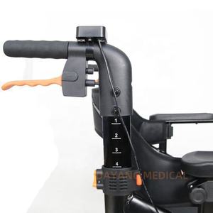 2 ב-1 כיסא גלגלים מאלומיניום מתקפל ניידות סיוע הליכה קשישים נהיגה רפואית רולטר ווקר למבוגר עם מושב - Product Image 5