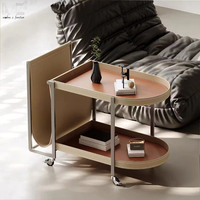 Table d'appoint italienne multifonctionnelle de haute qualité en cuir avec chariot moderne de gros Table basse de salon avec rangement pour la maison