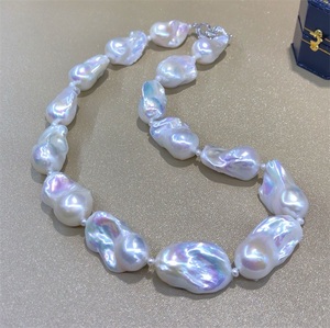 Collane da Donna in <span class=keywords><strong>Argento</strong></span> Sterling 925 Personalizzate, Perle Barocche d'Acqua Dolce di Alta Qualità 15-16mm, per Matrimoni e Fidanzamenti - Product Image 2