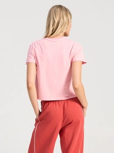 Camiseta Corta Rosa para Mujer, Cuello Redondo, Color Sólido, Informal, de Jersey de Algodón Transpirable, para Primavera y Verano - Product Image 4
