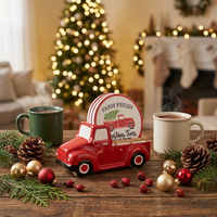 Redeco Vintage Weihnachtsfiguren Keramik-Untersetzer-Set, Glasierte Steinzeug-Weihnachtstassenhalter, Großhandel Feiertagsdekoration
