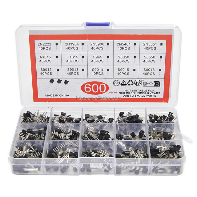 600PCS TO-92 Transistor Diodes 15 Types 40 Pieces Each 2N2222-S9018