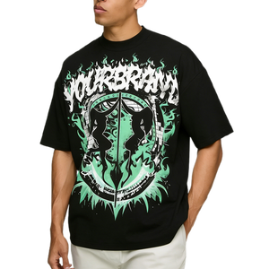 เสื้อยืดคอกลมทรงหลวม ผ้าคอตตอนเนื้อหนัก 100% คุณภาพสูง สไตล์ลำลอง สำหรับผู้ชาย รับสกรีนโลโก้ตามแบบ - Product Image 1