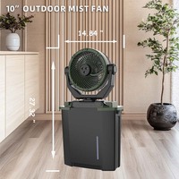 Tragbarer, wiederaufladbarer Solarventilator für Camping, Nebel-Standventilator mit Wassertank, Outdoor-Wassersprüh-Kühlventilator mit Fernbedienung