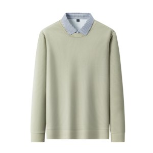 Conjunto de dos piezas de invierno y otoño para hombre, conjunto de calentamiento de Polo, tela de lana gruesa <span class=keywords><strong>Oli</strong></span>, patrones texturizados, cuello tejido a rayas, juvenil - Product Image 4
