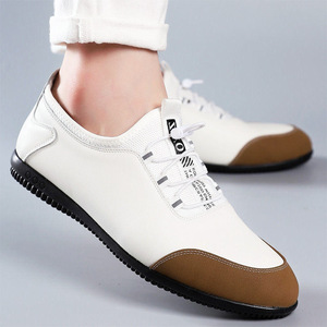 Mocassins en cuir blanc pour hommes, semelle souple, style britannique, chaussures décontractées, taille jeune 8798 - Product Image 1