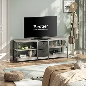 BESTIER-Soporte de exhibición de TV antiguo de estilo moderno, mesa con estante de almacenamiento, Tv, armario, Consola de madera, muebles para el hogar, sala de estar