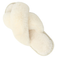 Chaussons d'hiver pour femmes, chauds, grande taille, fourrés, bout rond, couleur unie, à brides croisées, respirants, semelle intermédiaire en EVA, semelle extérieure en TPR