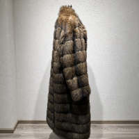 Manteau en fausse fourrure à poils longs, marron personnalisé, en polyester, à col montant, avec patte de boutonnage dissimulée et à volants, pour l'automne et l'hiver, style décontracté