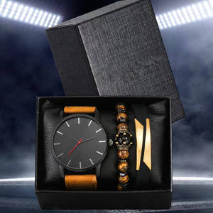 Montres de mode pour hommes Quartz <span class=keywords><strong>Bracelet</strong></span> en <span class=keywords><strong>cuir</strong></span> Simple 44mm Cadran <span class=keywords><strong>Bracelet</strong></span> 3pcs Ensemble <span class=keywords><strong>Montre</strong></span> Accessoires pour hommes Acheter en vrac - Product Image 1