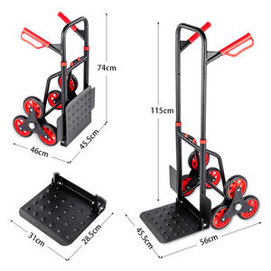 大型6輪レッドスチール階段クライマートロリー折りたたみハンドトラックツール使用量 - Product Image 4